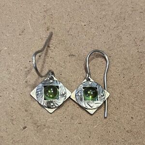 Elegant Silver and Green Earrings